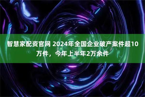 智慧家配资官网 2024年全国企业破产案件超10万件，今年上半年2万余件